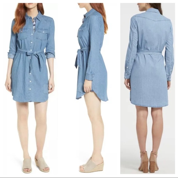 Draper James Chambray Denim Shirt Dress Sz 4 - Picture 16 of 16